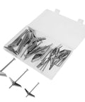 Open case displaying a 24 Piece Galvanized Steel Toggle Bolt Kit For Drywall Heavy Duty Anchors With Wing Nuts.