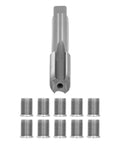 Spark Plug Thread Repair Kit M10x1.25 M12x1.25 stainless steel tap and die set with inserts for engine repair.