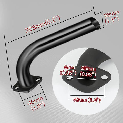 Beast Mini Bike Exhaust Pipe Kit Direct Fit For Predator SixPointFiveHP GX160 GX200 212cc 224cc 196cc Coleman CT200U CT200U Black