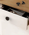 Oil Rubbed Bronze Cabinet Knob Set 10 Pack For Kitchen Cabinets Drawers And Dresser 1.45 Inch Diameter installed on drawer