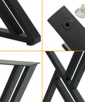 Two Pack Beefy Heavy Duty Metal Desk Legs 28 Inch High 20 Inch Wide Matte Black Wrought Iron Tubes For Modern Industrial Kitchen Office Computer Desk Table Built To Last showing close-up details and components.