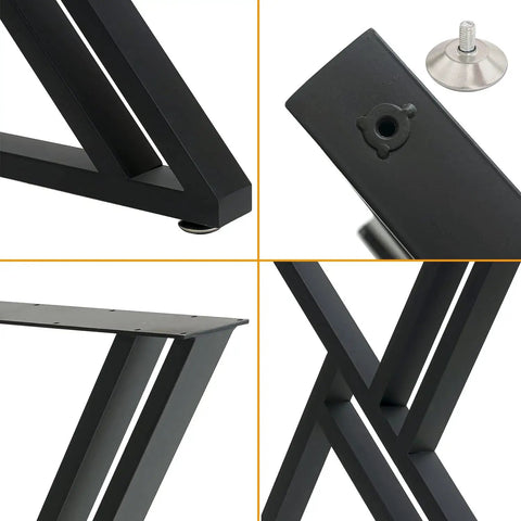 Two Pack Beefy Heavy Duty Metal Desk Legs 28 Inch High 20 Inch Wide Matte Black Wrought Iron Tubes For Modern Industrial Kitchen Office Computer Desk Table Built To Last showing close-up details and components.