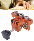 Three In One Doweling Jig Kit With Self Centering Drill Guide And Extra Drilling Sleeve shown in use for woodworking.