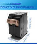Beefed Up 2 Pole 50 Amp Molded Case Circuit Breaker Type 3 4 Inch Plug On Thermal Magnetic Protection 10 KAIC 120 240 Volt Fits Load Centers Built Tough With Durable Insulation Fireproof And Lasting. 3.26 inch breaker size