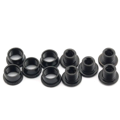 5Pcs Black MTB Chainring Bolts Kit 4.9mm lightweight anodized steel for single chainring crankset on mountain and road bikes