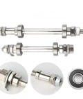 Two Pack Bike Wheel Hub Axles With Bearings 140mm Front And 182mm Rear Kit For Road Mountain And BMX Bikes, Tough As Nails Metal Build