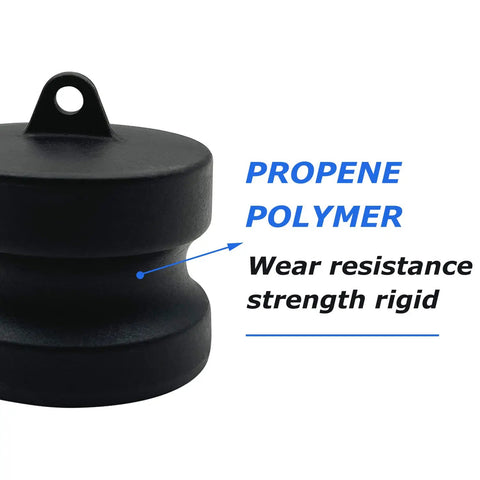 2 Pack Cam Lock Fittings DP-150 1-1/2 Inch Type DP Quick Disconnect Polypropylene detail showing propene polymer material