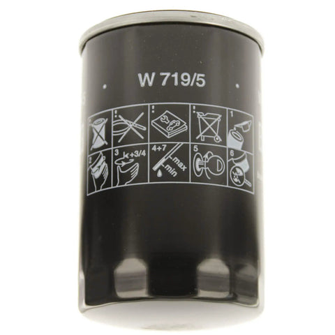 Straight Up Heavy Duty Spin On Oil Filter For Air Compressors Keeps Your Rig Crushing It By Straining Out Grit And Sludge Direct Replacement 2903 0337 01 side view with colored icons