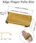 Gold Adhesive Edge Finger Pulls For Cabinets 5 Pack With Screws And Tape Flat Hidden Bar Pulls dimensions illustration.