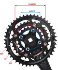 Beefy Three Piece 9 Speed Crankset With 44T 32T 22T Chainrings, 170mm Crank Arms, 104 BCD Square Taper, MTB Ready diagram