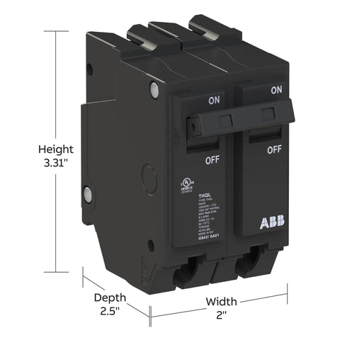 Q-Line 20 Amp Double Pole Circuit Breaker 120 240 VAC Thermal Magnetic Plug On Load Center Safety for Residential and Commercial Panels Built Tough for Home and Pro Shops 10 kAIC, front view
