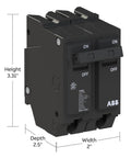 Heavy Duty 40 Amp Double Pole Circuit Breaker For Residential And Commercial Electrical Panels Featuring Thermal Magnetic Tech, dimensions 3.31" height, 2.5" depth, 2" width.