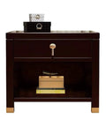 No Sweat Two Tier Nightstand Industrial End Table With Deep Drawer And Open Storage Shelf Solid Wood And Metal Frame Rustic Brown Accent Piece For Bedroom Fast Setup, featuring a sleek design with a top drawer.