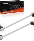 Front sway bar link stabilizer set with two silver metal links and boxed control arm kit packaging