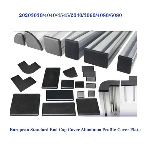 European Standard End Cap Cover Aluminum Profile Cover Plate For Industrial Frame CNC Machines Gray EU 2080 Four Hole DIY Friendly Fit With 2020 3030 4040 4545 2040 3060 4080 Extrusion Profiles, gray aluminum end caps