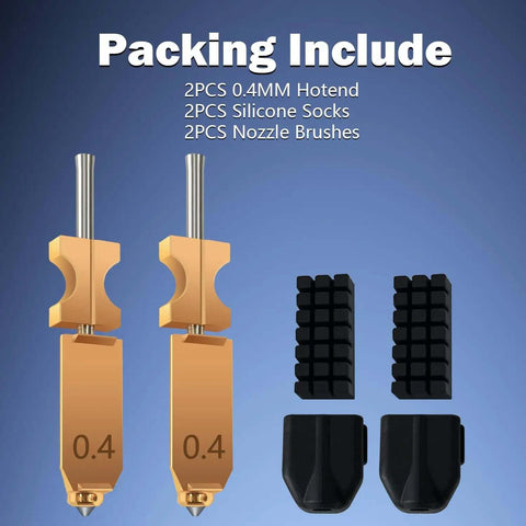 Fits AD5X 3D Printer Upgraded 0.4mm All Metal Hotend Nozzle Kit with 2 nozzles, 2 silicone socks, 2 nozzle brushes