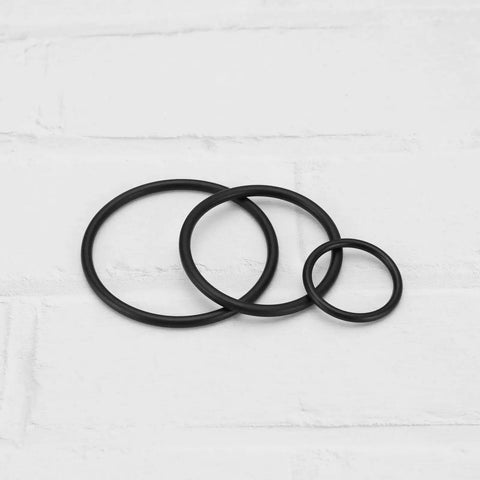 Drive Belt Set For EMCO Unimat 3 And Unimat 4 Lathes Nitrile Rubber Replacement Belts Three Piece Kit shown in black circles.