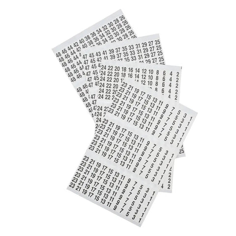 Wire Marker Book For Cable Management And Electric Panel Organization With Numbered 1 To 48 Labels, Large Print 0.25 x 1.5 Inch Stickers, Perforated Pages, Separate Odd And Even Marker Pages For Easy Panel Labeling Like A Pro showing numbered sticker sheets.