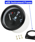 12V Fuel Level Gauge For Cars And Boats With White LED Backlight Universal Fuel Meter Replacement High Sensitivity Readout And Smooth Needle Movement Easy Install For Accurate Fuel Tank Monitoring, with instrument frame