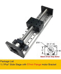 57mm Stepper Bracket for Linear Guide Rail and Slide Stage Dual Linear Rails X Y Z Axis With Ball Screw SFU1204 1605 1610 300mm SFU1610 Pro Grade CNC Motion System with 57mm flange motor bracket and slide stage detail.