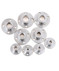 Various sizes of metal flange shaft couplings Rugged One Piece Flange Shaft Coupling No Sweat Setup And Heavy Duty High Hardness Build Awesome For Motor Guide Shaft Optical Axis Bearing Mounts Diy Gear Mods 4Mm