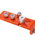 Heavy Duty Aluminum Profile Drill Guide and Tap Jig for 20 30 40 Series Extrusions Precision Alignment Tool with knurled knobs.