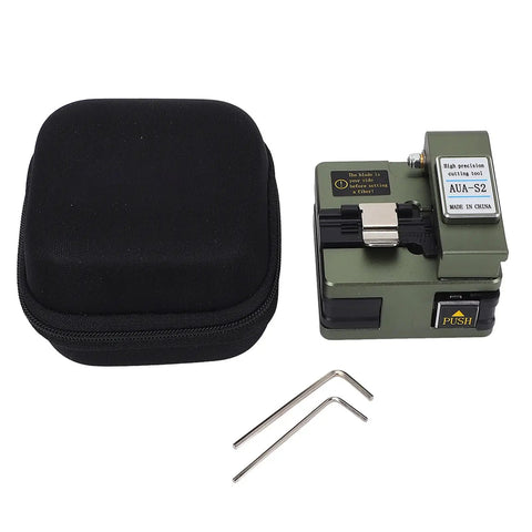 Yechiry Fiber Hot Melt Cutting Machine Optical Fiber Cleaver Ftth Wire Cutter Tool with carrying case and accessories.