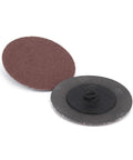 50mm R Type Quick Change Sanding Discs 62 Pcs Premium Grit Kit With Aluminum Oxide And Silicon Carbide, close-up of disk with backing.