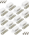 12 Pack Plastic Cabinet Magnetic Heavy Duty Door Catches with screws and strike plates for kitchen, bathroom doors, white finish