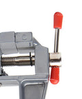 Hella Sturdy Mini Bench Vise For Snappy 0 To 35 Mm Clamping Heavy Duty Table Grip showing screw mechanism and red handle.