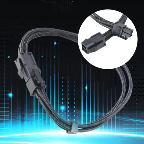 Badass 4Pin CPU Male To Female Extension Cable Featuring Heavy Duty Nylon Jacket And Pure Copper 18AWG Wire for custom builds.