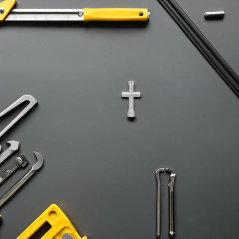 Mini Cross Socket Wrench Kit M2 M2.5 M3 For Rc Model Cars Hobby compact spanner on dark surface among tools.