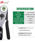 Deutsch DTM Connector Crimp Tool Kit Pro Grade With 104 Solid Contacts, specification view showing model and features.