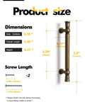 Dimensions chart for Antique Brass Cabinet Pulls With Three And Three Quarters Inch Hole Centers Zinc Alloy Classic Vintage Drawer Handles For Kitchen Cupboard Bathroom Dresser Cabinet Hardware Pack Of 2.