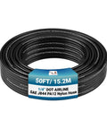 Coiled Heavy Duty One Quarter Inch DOT SAE J844 PA12 Nylon Air Line Tubing 50 Foot Black Pneumatic Hose