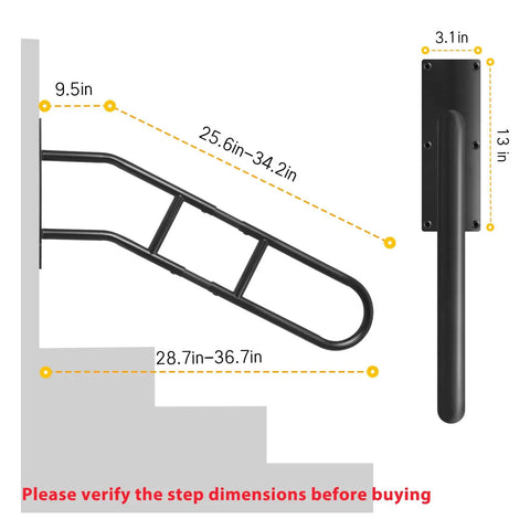 Straight Up Durable Adjustable Wall Mount Handrail For Outdoor And Indoor Steps U Shape Safety Railing dimensions and features.