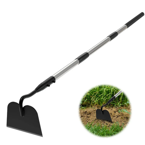 Beast Of A Heavy Duty Garden Hoe With Long Handle For No Sweat Weeding And Tilling, Stand Up Scraping Weeder Tool with 6 Inch Blade in action