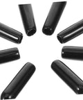 Top Notch Dishwasher Rack Tip Protectors Heavy Duty Black Plastic Prong End Caps arranged in a circle on a white background.