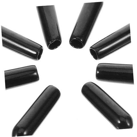 Top Notch Dishwasher Rack Tip Protectors Heavy Duty Black Plastic Prong End Caps arranged in a circle on a white background.
