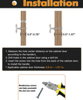 Installation guide for Brushed Nickel Cabinet Knobs 10 Pack Hammered Silver Handles showing measurement and screw process.