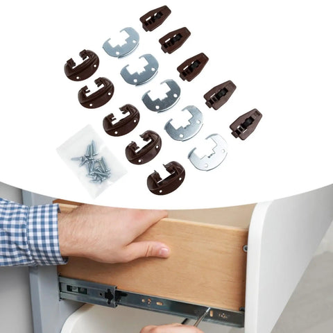 Drawer Fix Kit With Guide And Track Repair, Rollers And Metal Plate for smooth, quiet office drawer restoration, 5 pieces shown