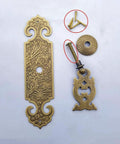 Two Pack Vintage Style Brass Pull Handles With Embossed Pattern for Bookcase Wardrobe Drawer and Double Doors, includes 25mm screws