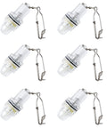 Deep Drop Fishing Light Lure With Flashing LED Strobe, Waterproof Clip On Underwater Lamp, 6 Pack, shown in transparent casing