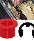 Installation of Toyota Shifter Cable Bushing Replacement Kit For Sienna 1999 2021 And Nissan Altima 1993 2021, showing red bushing.