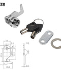 Five Eighth Inch Tubular Cam Lock Keyed Alike Zinc Alloy Lock with keys and measurements diagram