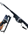 Pocket Size Baitcasting Rod Kit With Telescopic Rod And Included Reel And Line, extended and retracted view