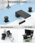 Waterfall Roman Tub Faucet Deck Mount With 3 Holes 2 Handles and Tub Filler High Flow Chrome Finish detail view on scale