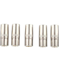 Premium 5-Pack 5/8 Inch Threaded Mig Gas Nozzles For Lincoln Welders 350 Amp Copper Torch Parts Pro Replacement shown.