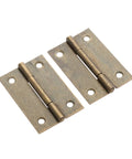 Two Pack 50x33mm Antique Brass Furniture Hinges for Cabinets and Drawers, Door Butt Hinge, Vintage Decorative Hinges for Boxes