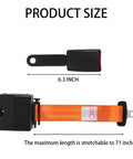Universal 2 Point Harness Kit For Tractors Mowers And Buggy With 46 Inch Quick Extend Adjustable Length Includes Mounting Screws Rugged Orange Heavy Duty Polyester Webbing And Steel Buckle For Easy No Sweat Install In Minutes product size diagram showing orange webbing and buckle.